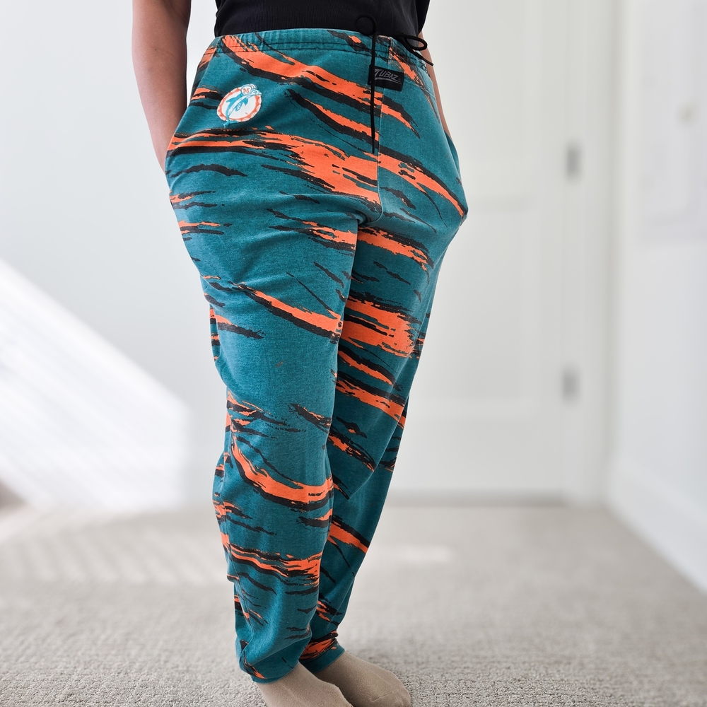 Vintage 80s Zubaz Teal and Orange Patterned Joggers
